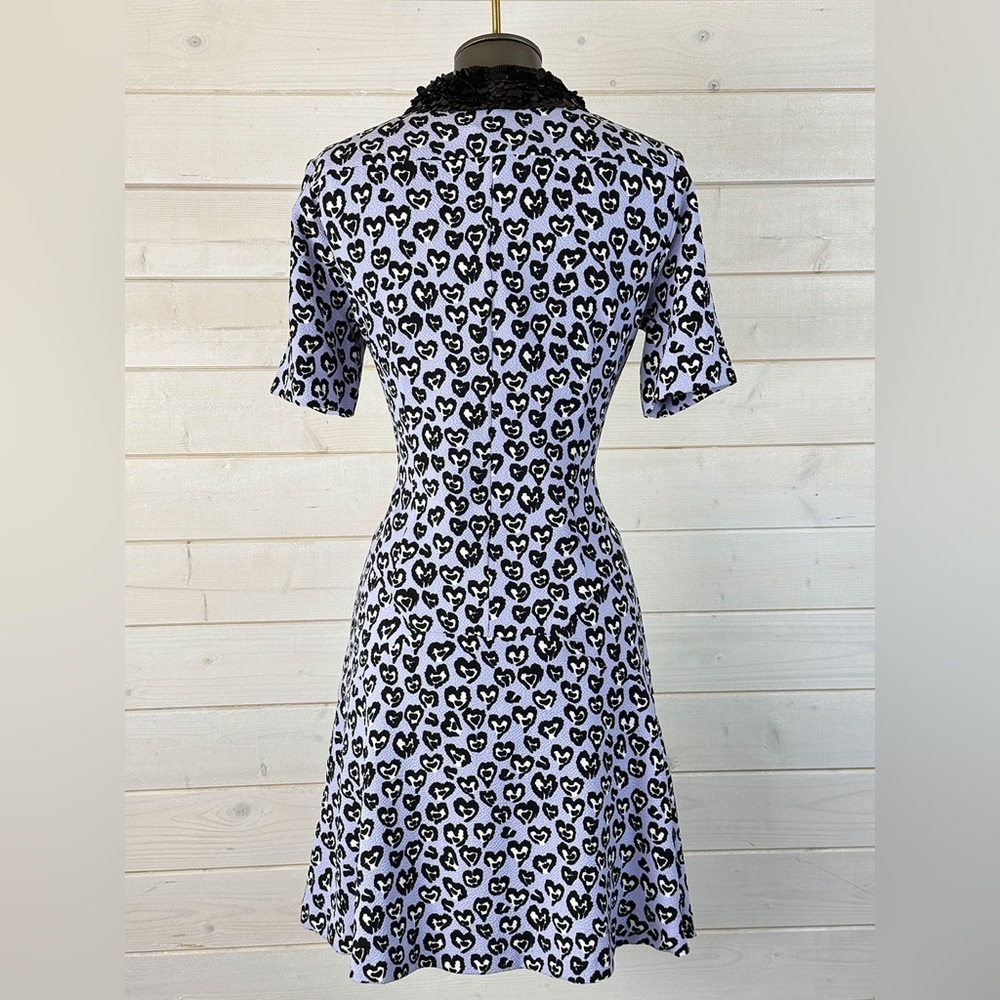 Sandro Lilac & Black Love Heart Leopard Print Dress - Picture 2 of 9